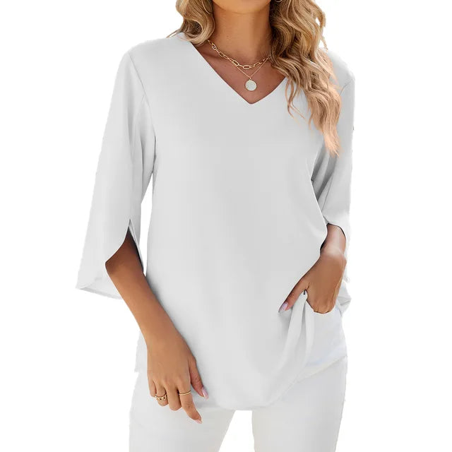 CARA - Blouse with V-Neck