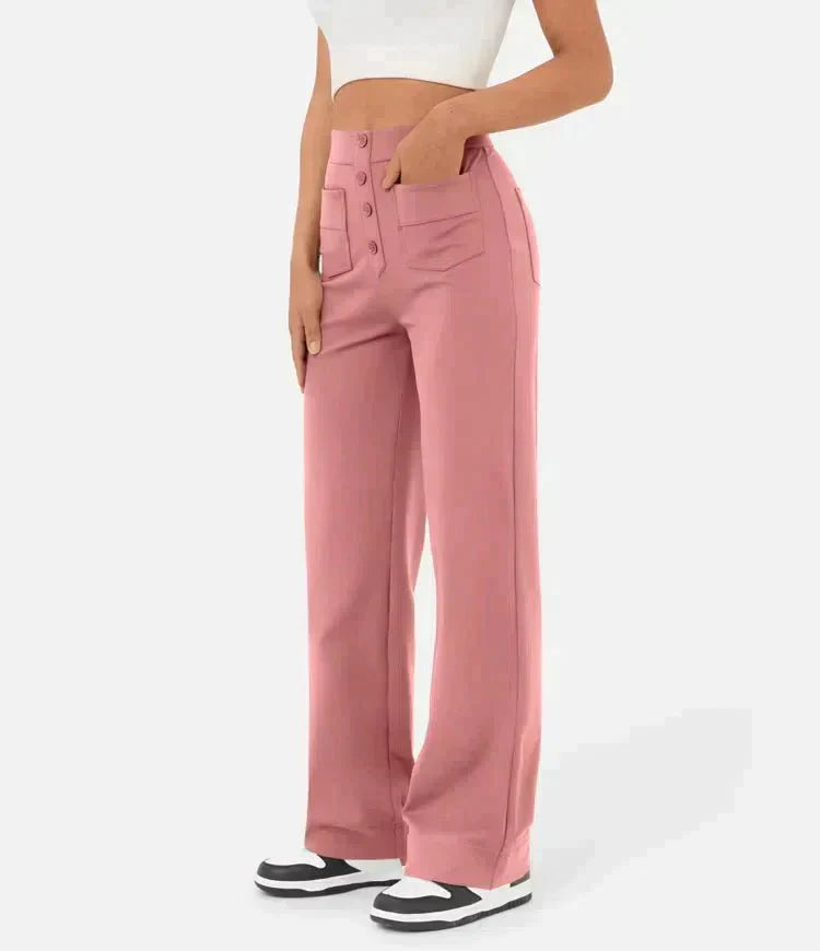 Cate | Elastische broek met hoge Taille | 1+1 GRATIS
