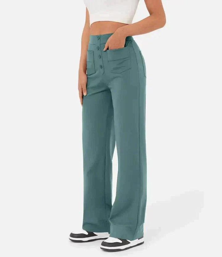 Cate | Elastische broek met hoge Taille | 1+1 GRATIS
