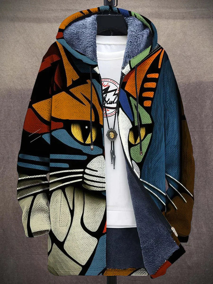 Charlie® - Stylish warm fleece jacket with cat print