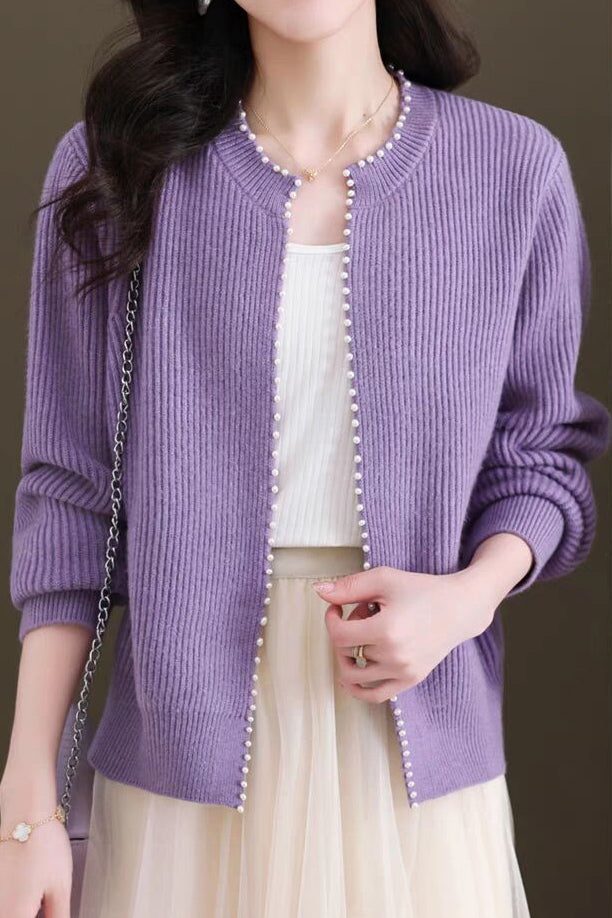 Gebreide Sweater Cardigan met Parels