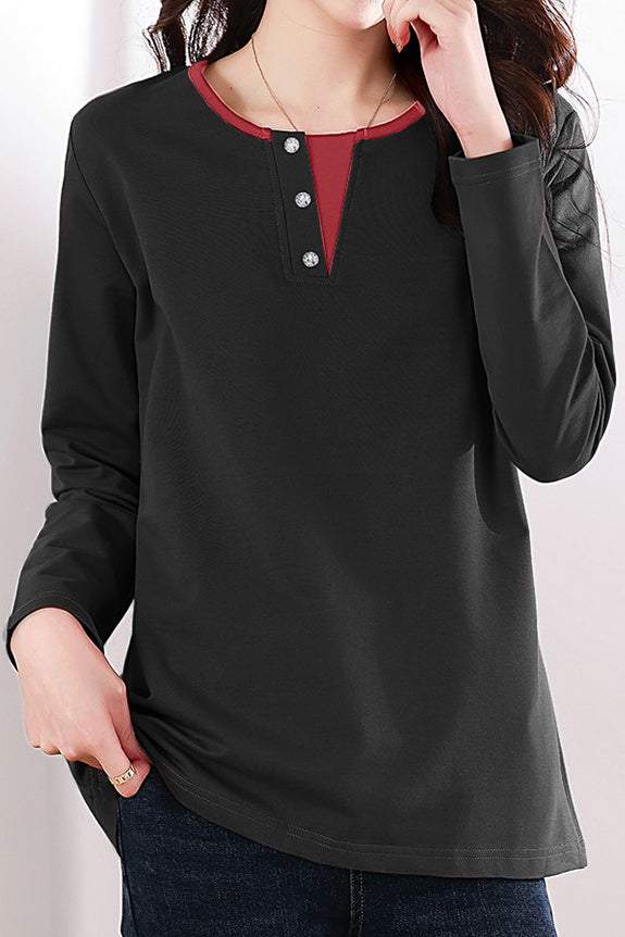 Effen gekleurd langemouwen T-shirt