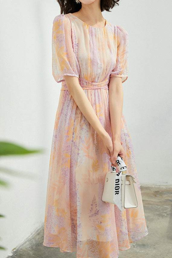 Lange Flare Jurk met Bloemen