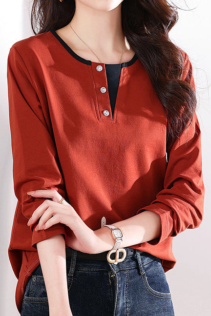 Effen gekleurd langemouwen T-shirt