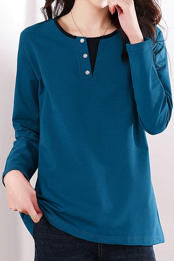 Effen gekleurd langemouwen T-shirt