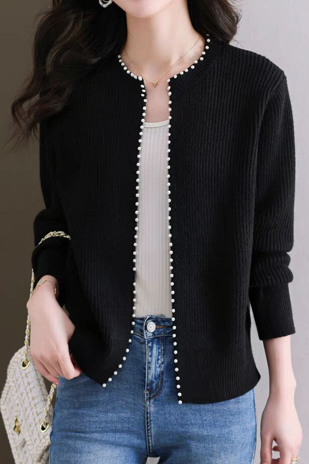 Gebreide Sweater Cardigan met Parels