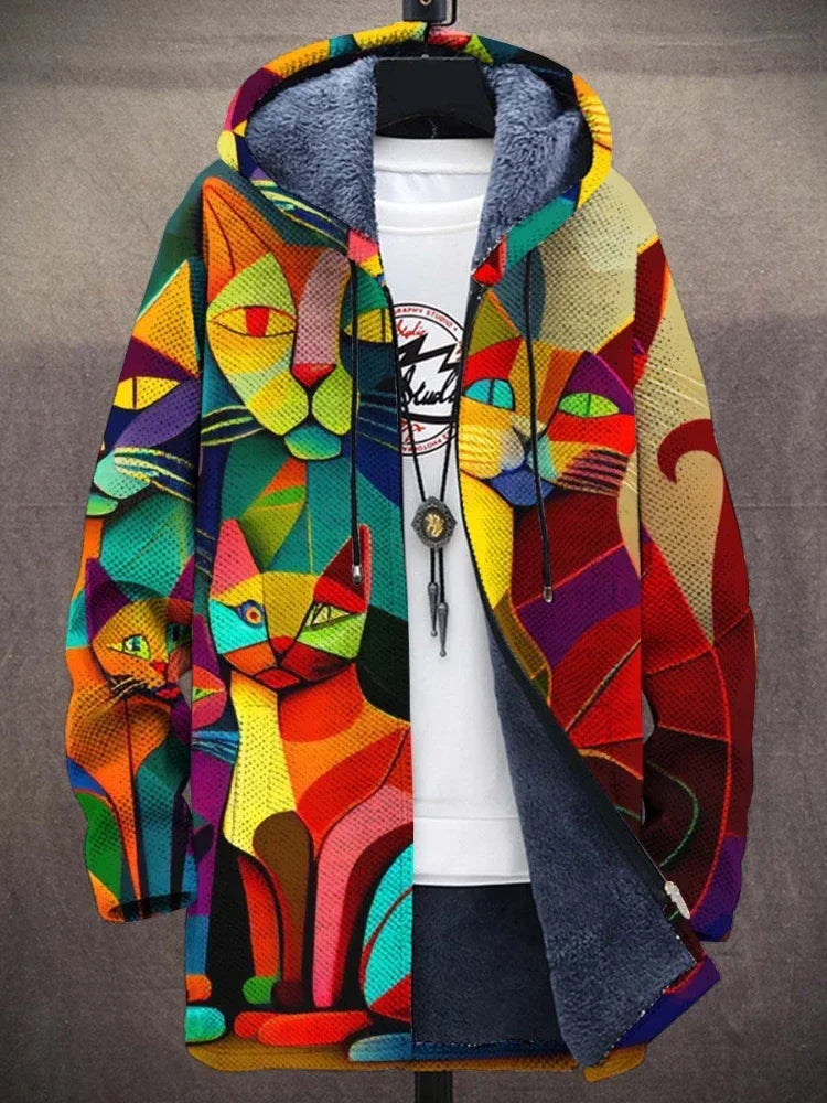 Charlie® - Stylish warm fleece jacket with cat print