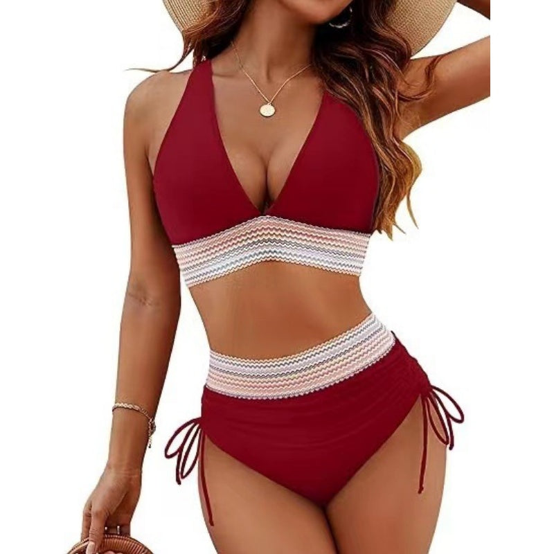 Halter Bikini Set – Lichtblauw met Retro Waistband