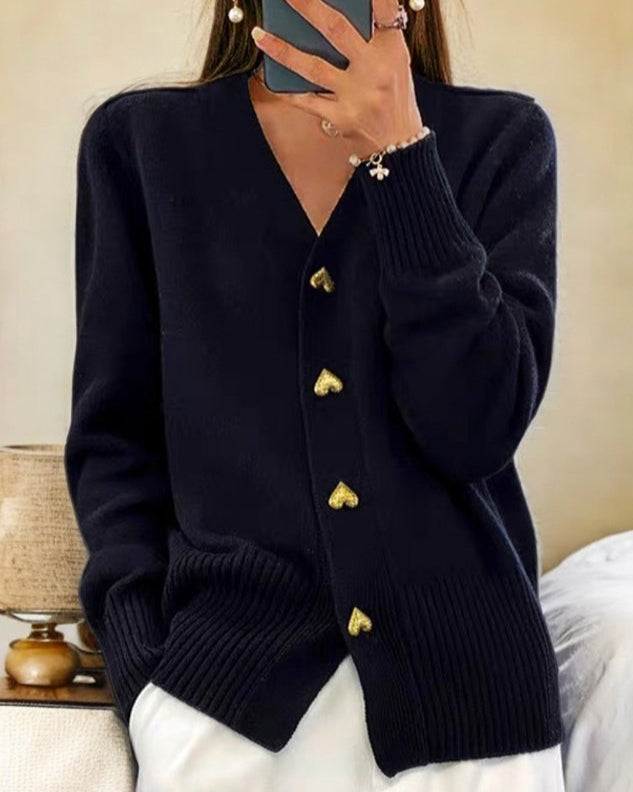 ELISE - ELEGANTE CARDIGAN MET HARTVORMIGE KNOPEN