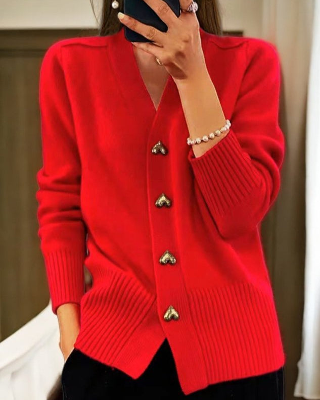 ELISE - ELEGANTE CARDIGAN MET HARTVORMIGE KNOPEN