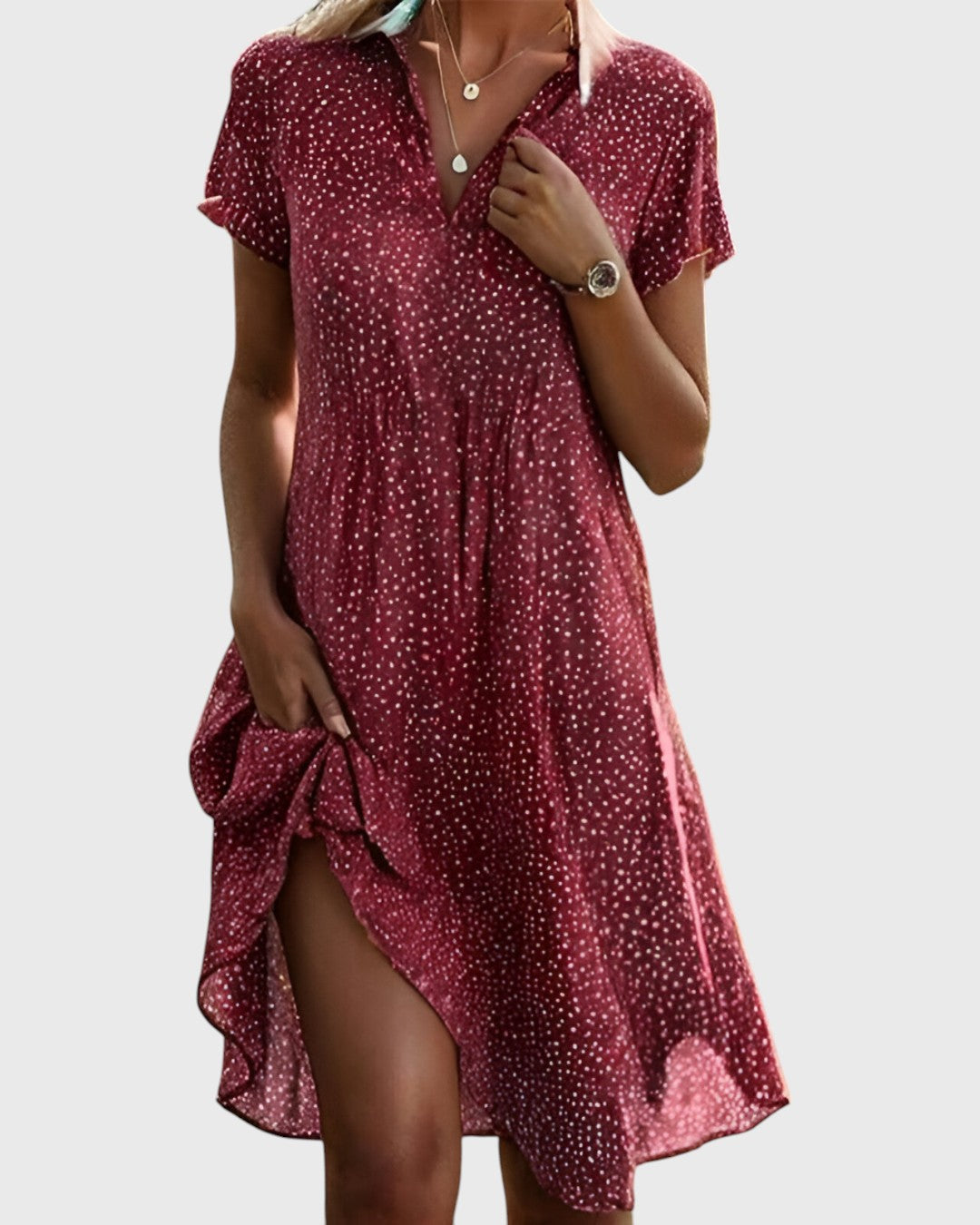 Juliette midi-jurk met stippen